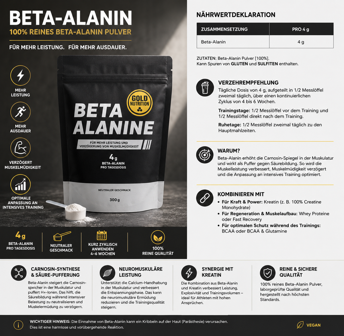 BETA-ALANIN-PULVER - 300 G